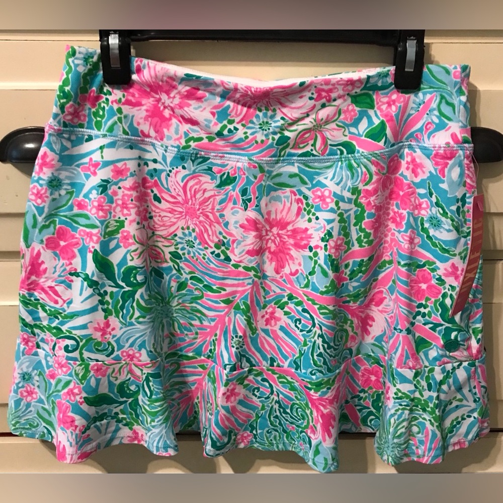 NWT Lilly Pulitzer Zadora High Rise Skort-Amalfi Blue/ Leaf Wild